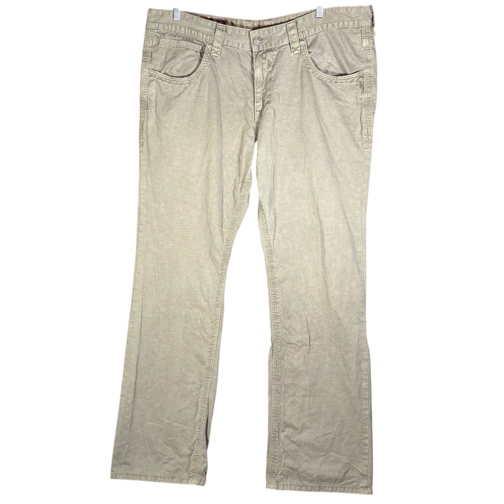 Rock Revival Straight Leg Khaki Chinos Mens‎ 44x35 Olive Sage Green Flap Pocket